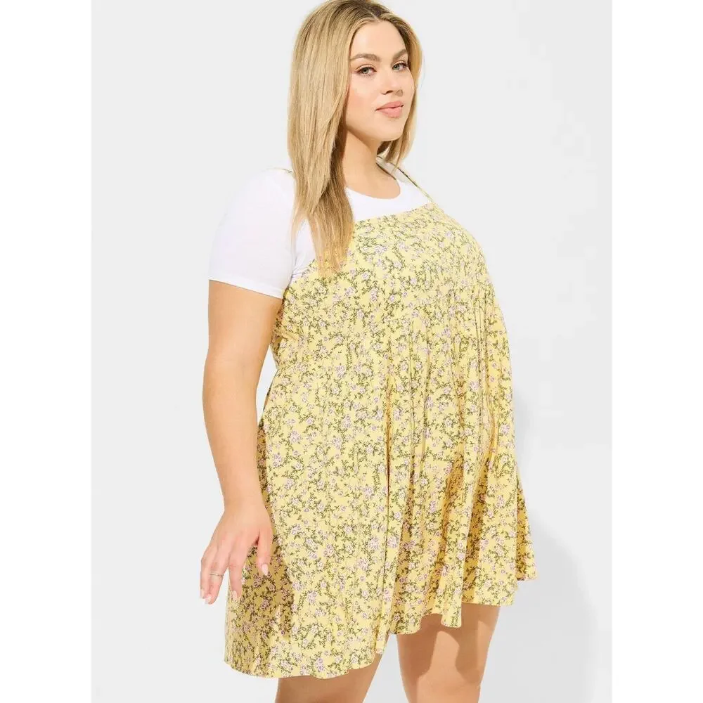 NWT Torrid Mini Challis Sleeveless Sundress Yellow Tinted Roses Size 4 4X 26 - Picture 3 of 6